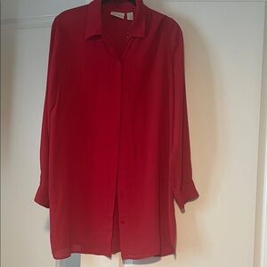 Chico's Vibrant Red Button-Down Tunic